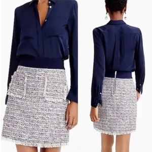 J. Crew Multicolored Metallic Silver Tweed Fringe Mini Skirt - 2